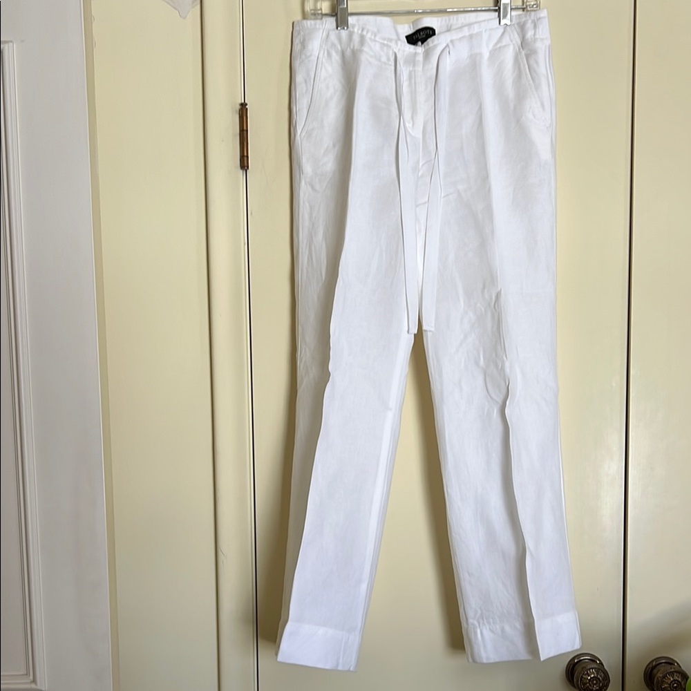 Talbots White Linen Dress Pants Relaxed Fit